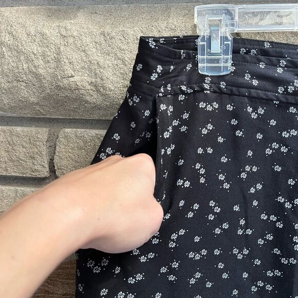 VETTA Capsule Black Ditsy Floral Wide Leg Trouser Pants Size 16 Made USA Tencel - Picture 6 of 10